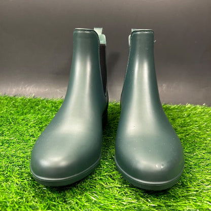 J Crew Chelsea Rain Boots Womens 8 Green Bootie Waterproof Mercantile Pull On