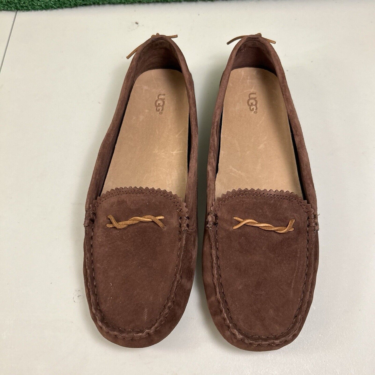 Ugg Ansley Moccasins Womens 10 M Brown Suede Slippers Casual Comfort Fur Warm