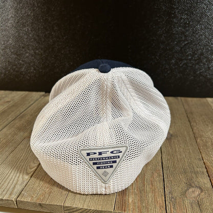 Columbia PFG Baseball Hat Cap Mens Large / Extra Large Navy White Fish Outdoor