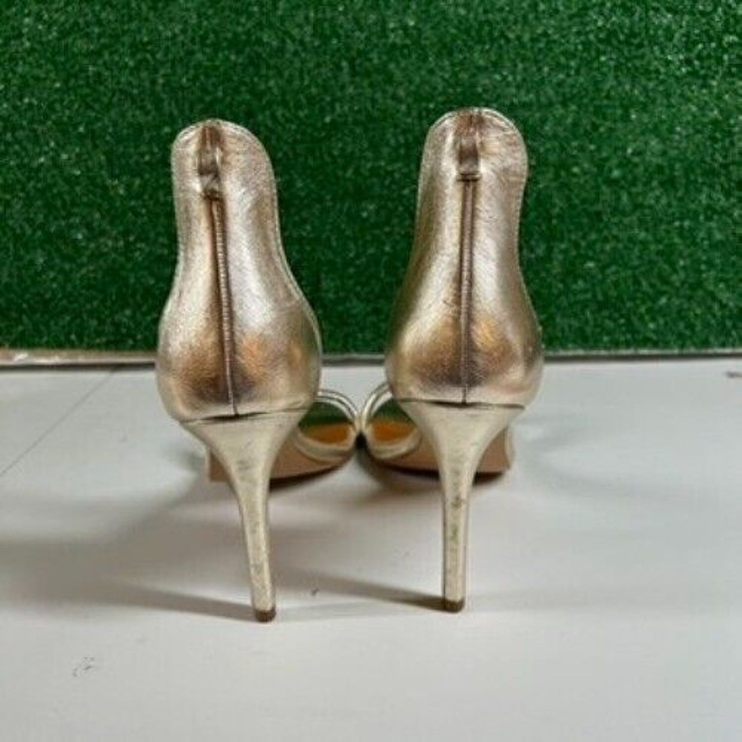 H by Halston Alison Heels Gold Metallic Stiletto Evening Party Shoes Women 9.5 M