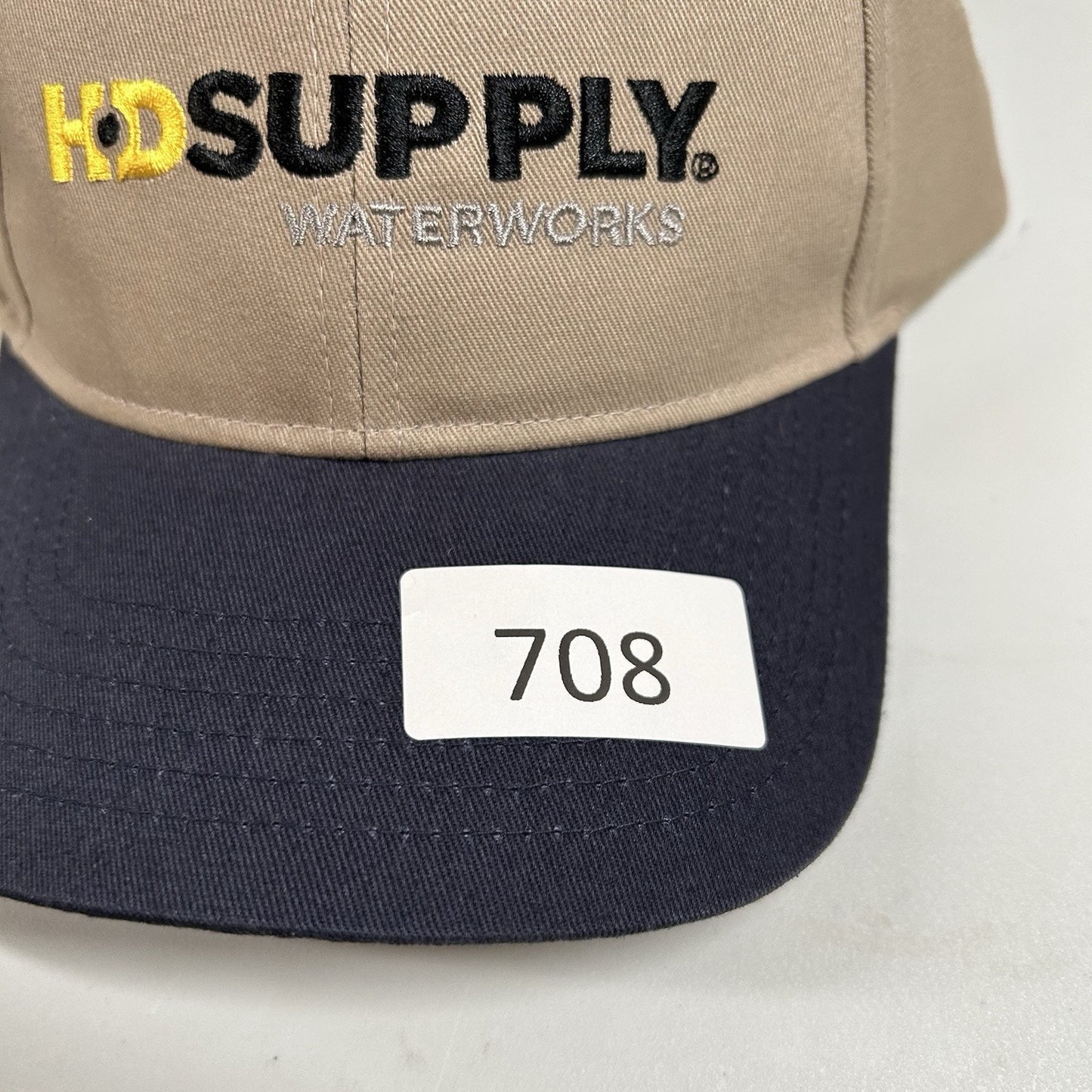 HD Supply Waterworks Baseball Hat Cap Mens Strap Back Tan Navy Adjustable New