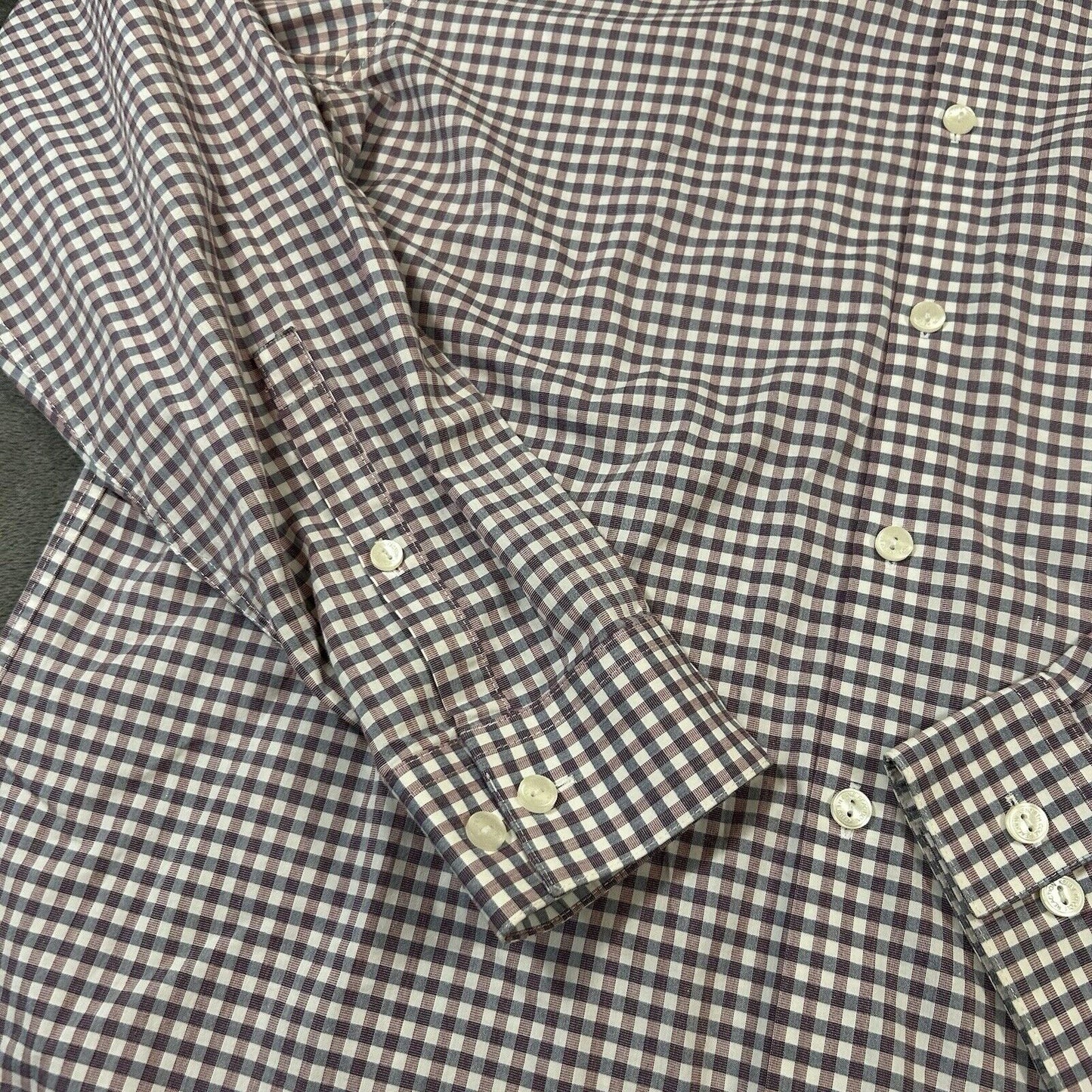 Kenneth Cole Dress Shirt Mens 16 34/35 Purple Blue Check Button Up Slim Fit