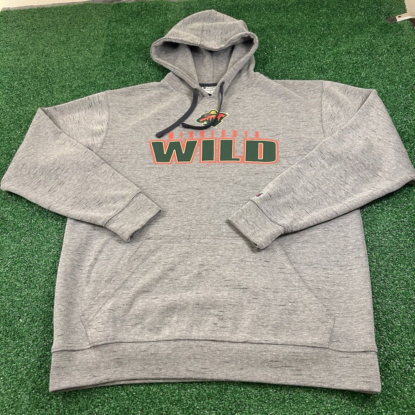 Minnesota Wild Sweater Mens Large Gray Hoodie Pullover Sweatshirt Champion NHL