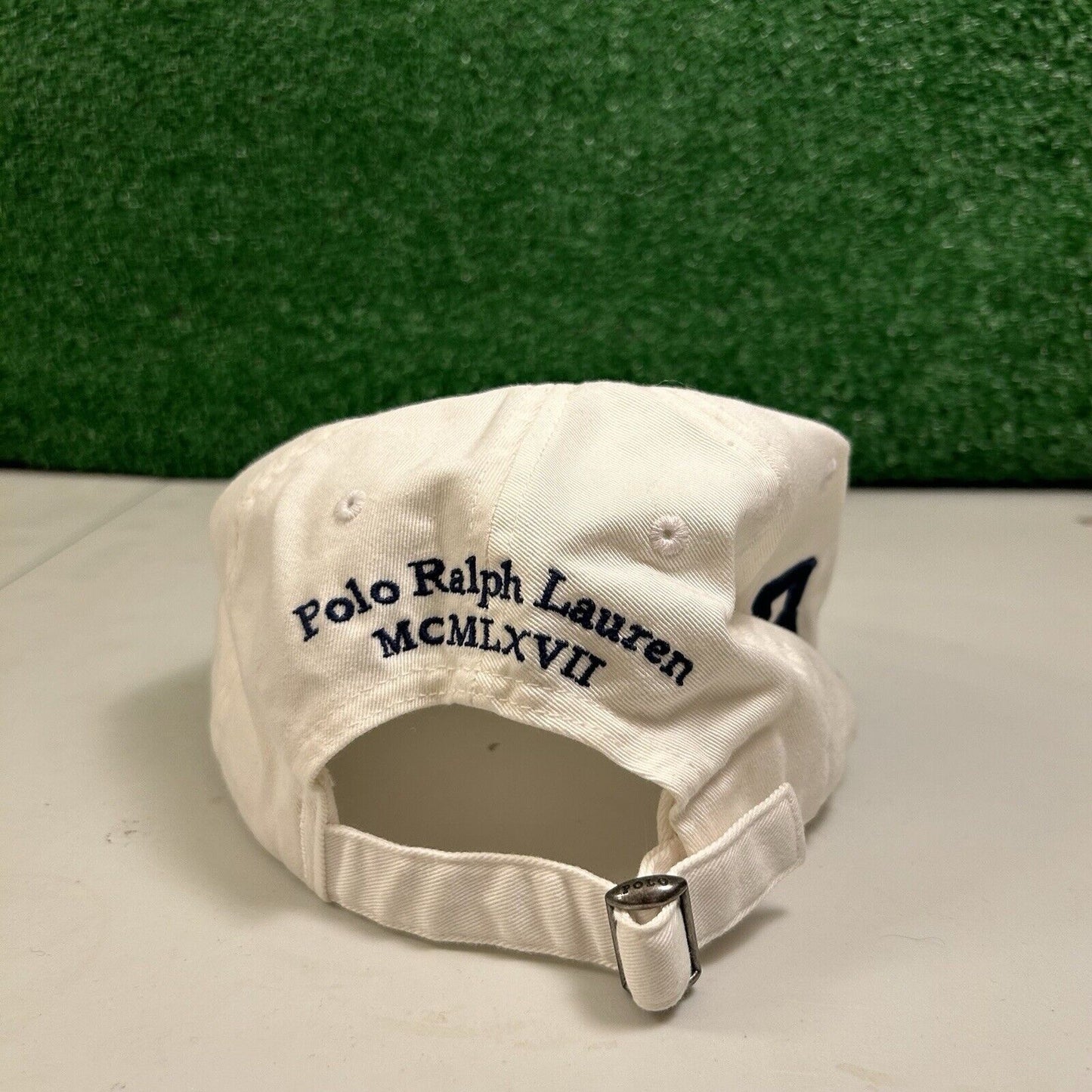 Polo Ralph Lauren Hat Cap Mens White Black Strapback Embroidered Cotton Preppy