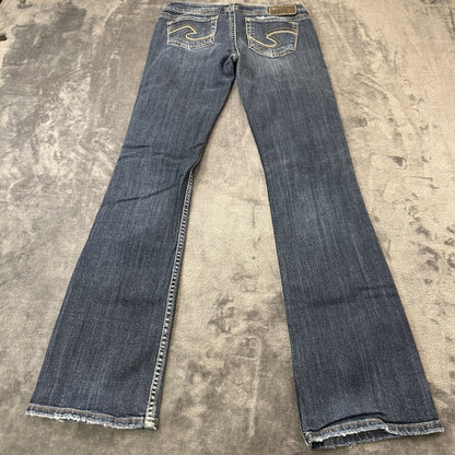 Silver Frances Jeans Womens 18 Blue 27x33" Blue Denim Pants Flare Stretch Casual