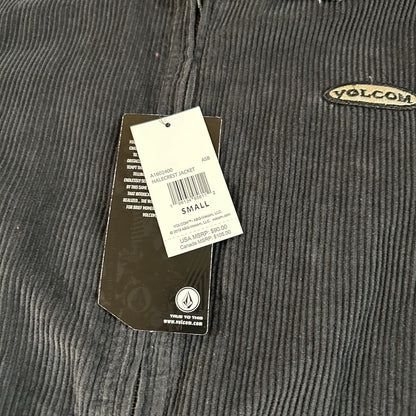 Volcom Halecrest Corduroy Jacket Mens Small Black Full Zip Trucker Outdoor NEW