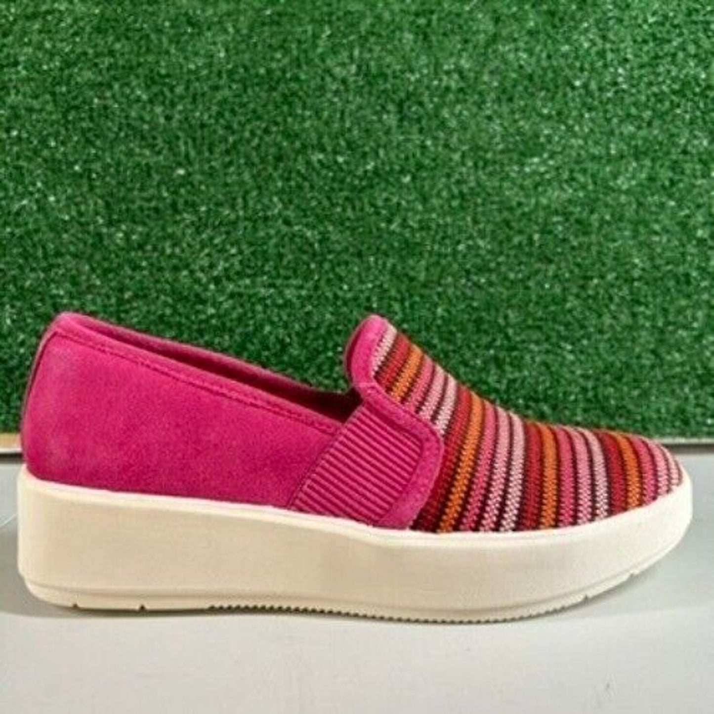 Clarks Layton Petal Sneakers Comfort Shoes Platform Pink Stripe Easter Womens 8M