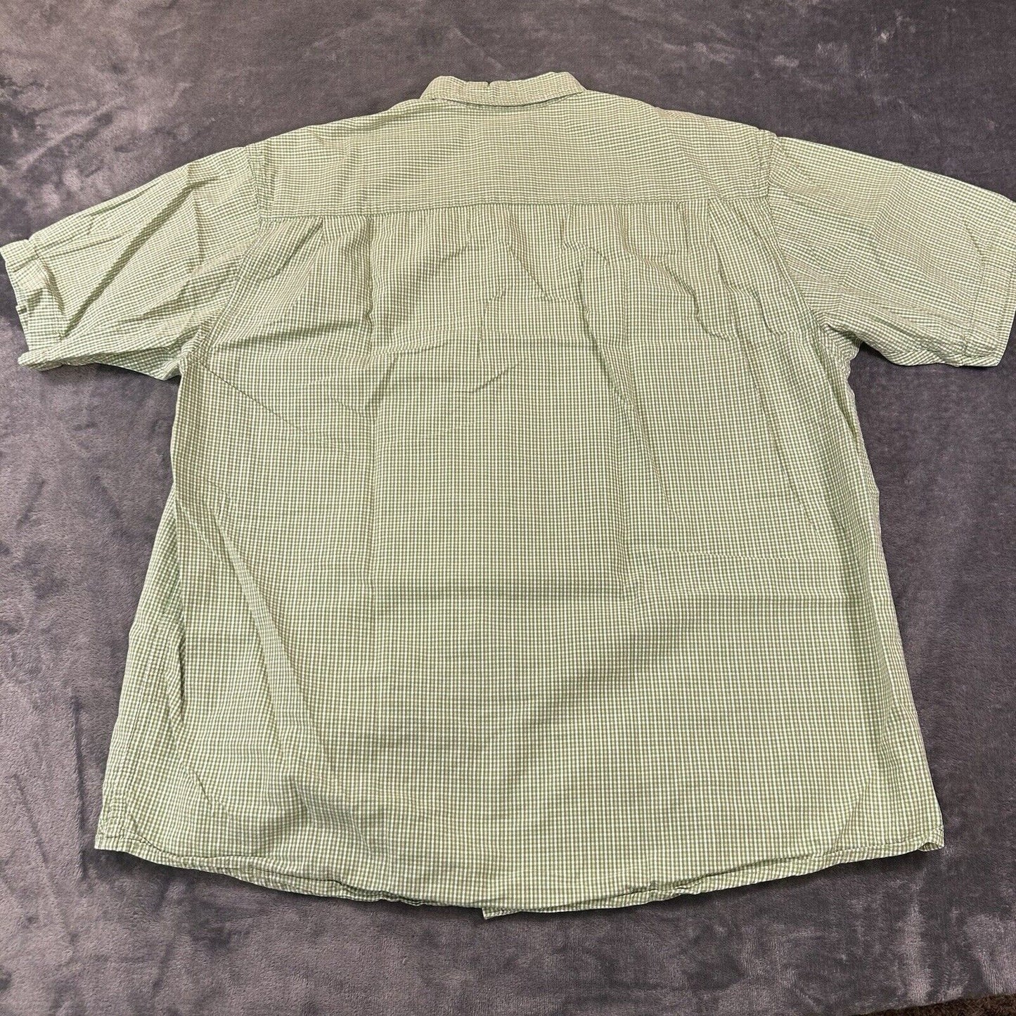 Wrangler Shirt Mens Large Green White Check Button Up Short Sleeve Western