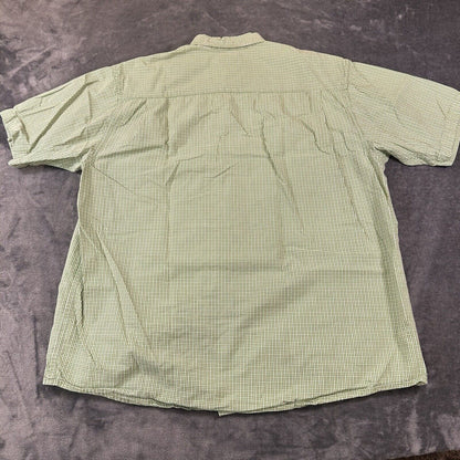 Wrangler Shirt Mens Large Green White Check Button Up Short Sleeve Western