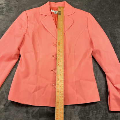 Pendleton Blazer Womens 4 Petite Peach Pink Jacket Virgin Wool Vintage 4 Button