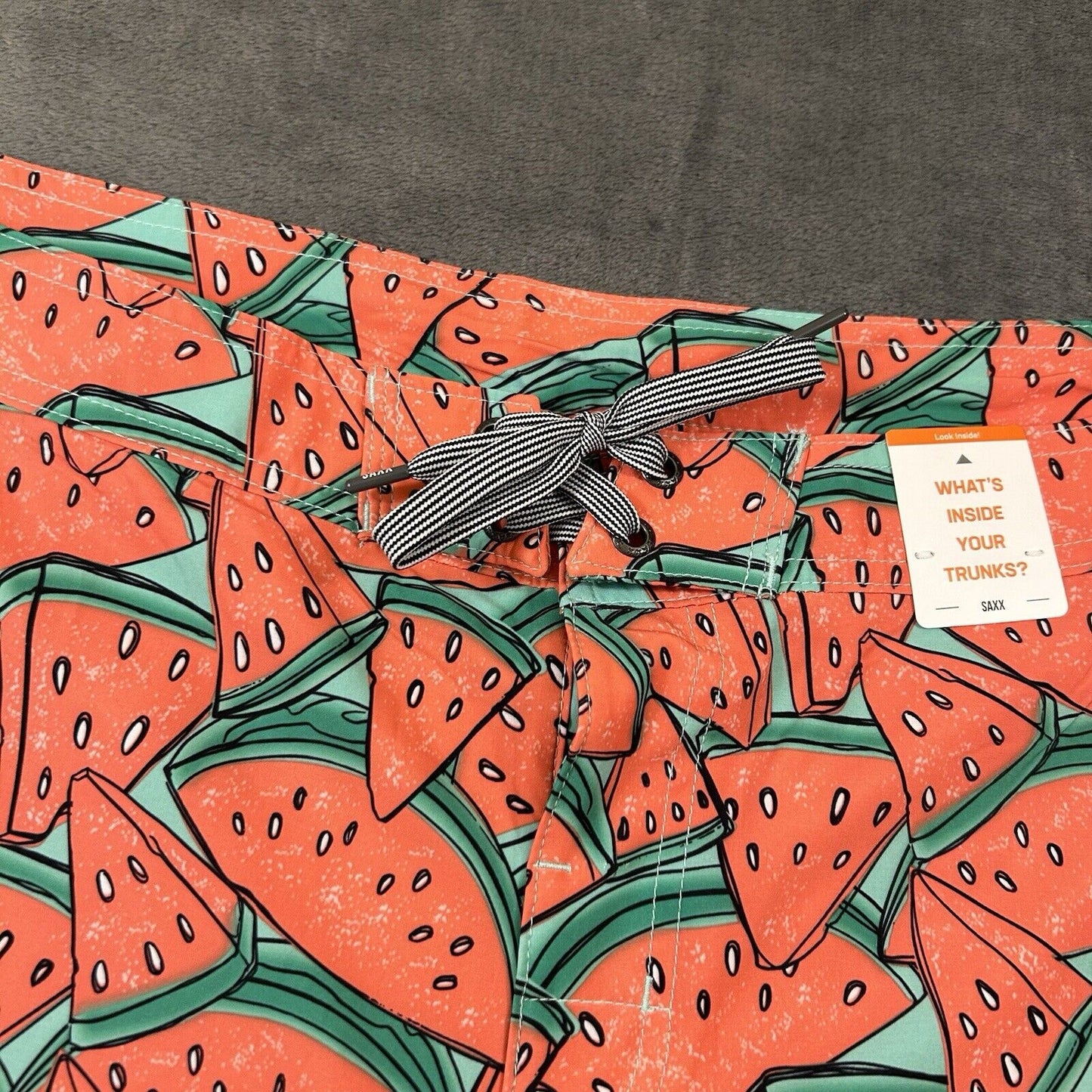 SAXX Betawave 2N1 Board Shorts Men 38" Red Watermelon AOP Drawstring Swim NEW