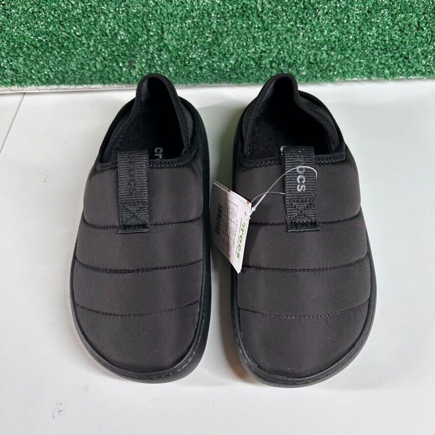 Crocs Classic Puff Mocs Black Slip On Casual Comfort Shoes Lined Womens 8 New