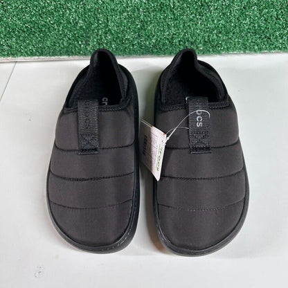 Crocs Classic Puff Mocs Black Slip On Casual Comfort Shoes Lined Womens 8 New