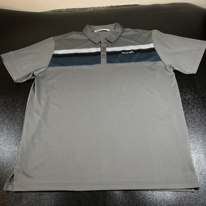 Travis Mathew Polo Shirt Mens XXL 2XL Gray Blue Golf Athletic Short Sleeve