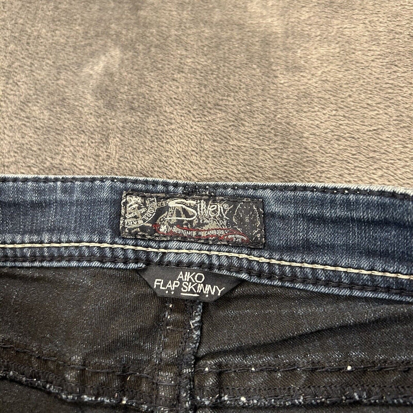 Silver Aiko Jeans Womens Blue 28x31" Blue Flap Skinny Denim Pants Stretch