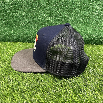 Saucony Trucker Hat Cap Mens Snapback Navy Gray Embroidered Wool Mesh Back