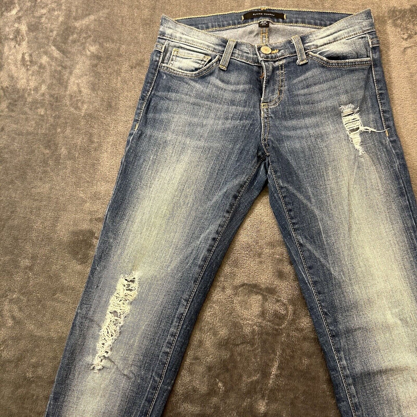 Flying Monkey Jeans Womens 25x32" Blue Low Rise Skinny Denim Pants Stretch