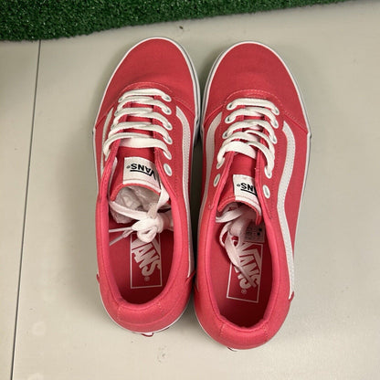 Vans Ward Womens 10 Pink White Shoes Sneakers Canvas Skateboarding Casual NEW