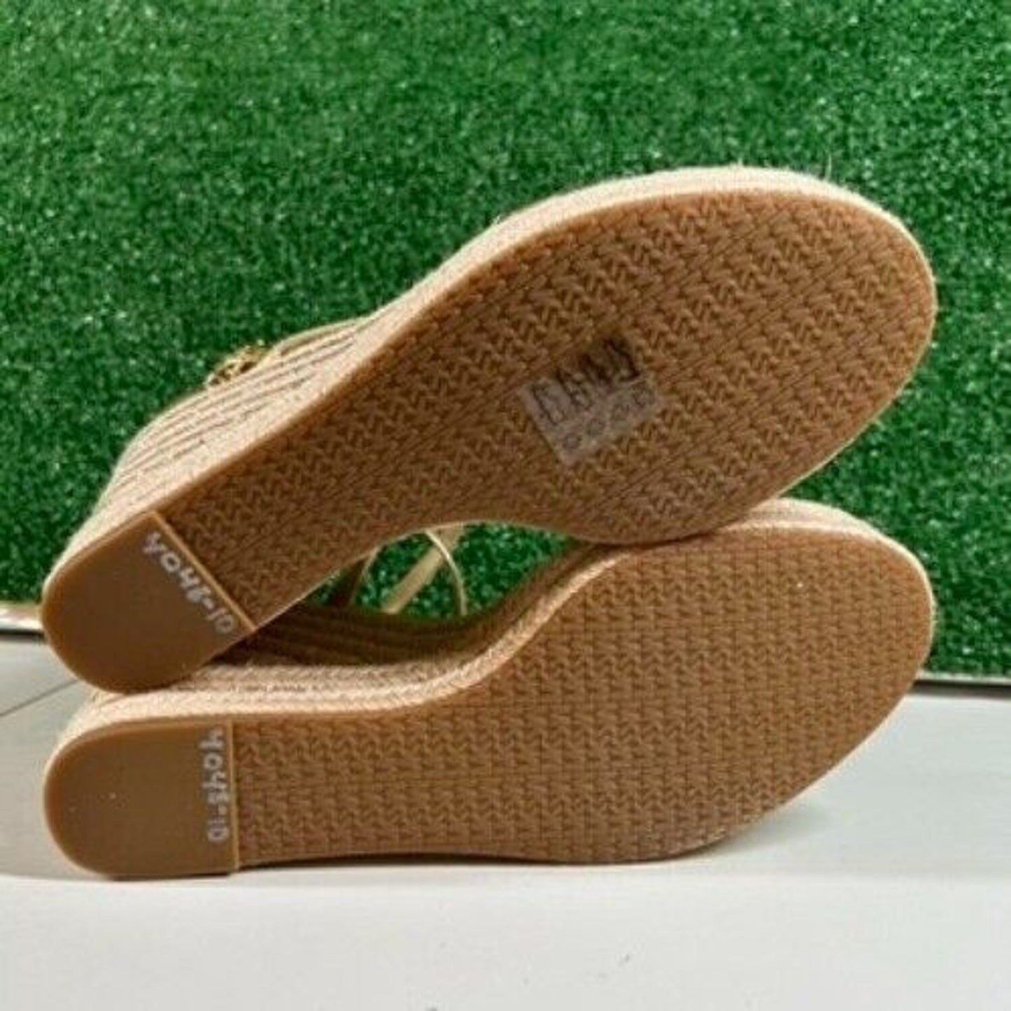 Michael Kors Kayla Metallic Leather Rhinestone Espadrille Wedge Sandals Women 10