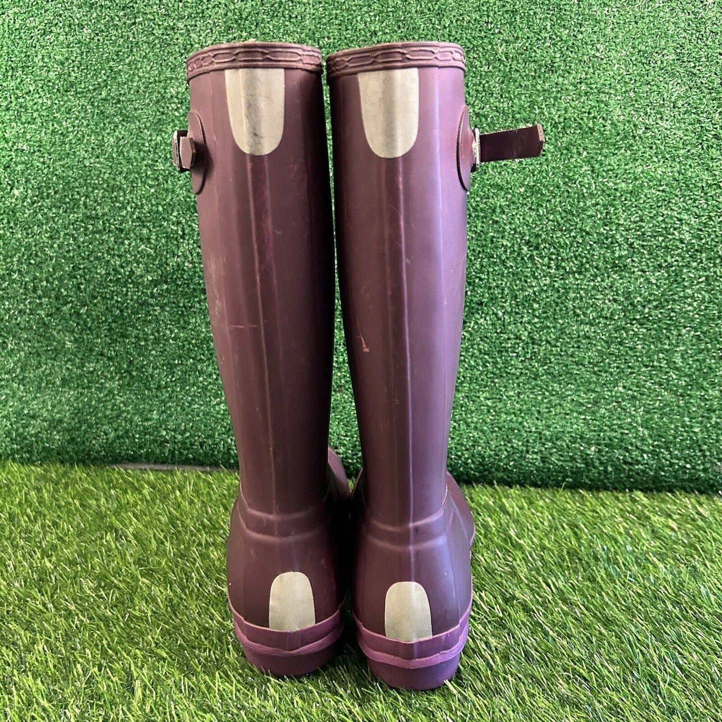 Hunter Original Tall Rain Boots Youth Kids 6 Purple Buckle Rubber Waterproof