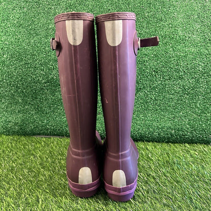 Hunter Original Tall Rain Boots Youth Kids 6 Purple Buckle Rubber Waterproof