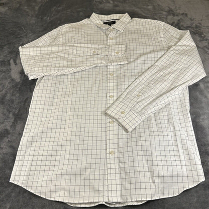 Banana Republic Shirt Mens Extra Large White Black Button Up Long Sleeve Slim