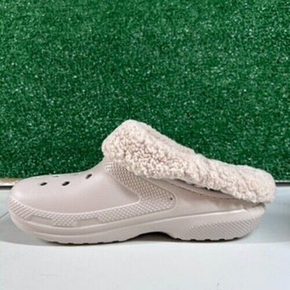 Crocs Classic Blitzen IV Lined Clog Fuzzy Fur Slip On Comfort Beige Womens 8 New