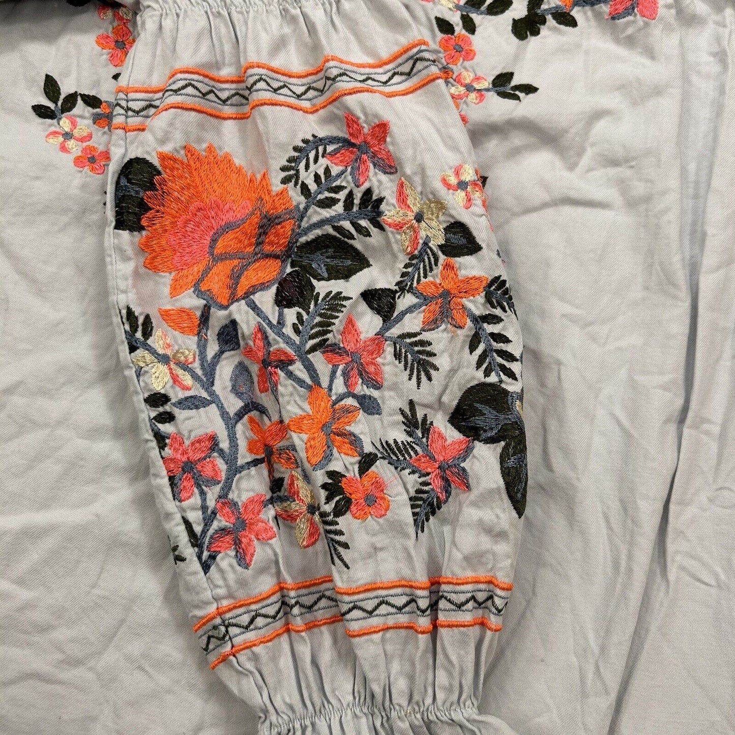 Free People Dress Womens Extra Small Light Blue Fleur Du Jour Embroidered Floral