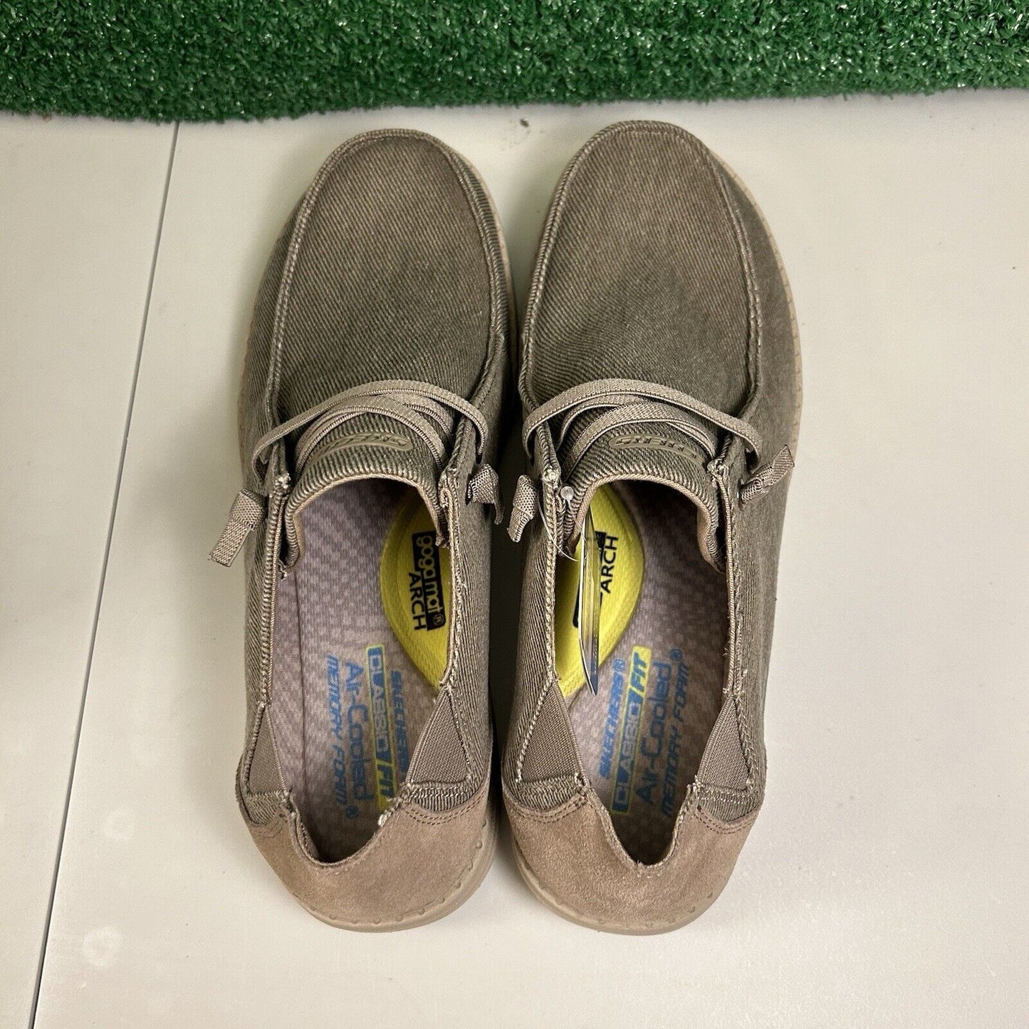 Skechers Melson Raymon Mens 11 Khaki Shoes Loafers Walking Comfort Slip On NEW