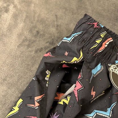 Boardies Board Shorts Mens Extra Large 34" Black Zaps Neon Swim Drawstring NEW