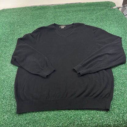Eddie Bauer Sweater Mens Large Black Knit Cashmere V-neck Pullover Sweatshirt