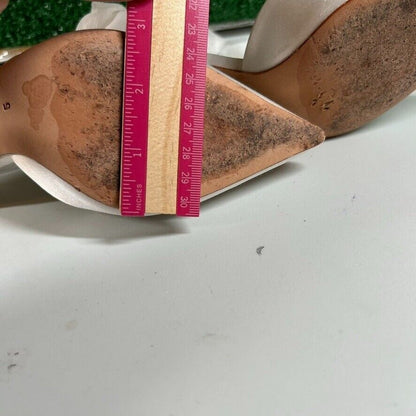 Badgley Mischka Women's Blaze Ankle Wrap Evening Pumps White Satin Size 5