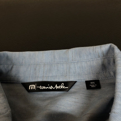 Travis Mathew Shirt Mens XXL 2XL Blue Pocket Golf Athletic Pima Short Sleeve