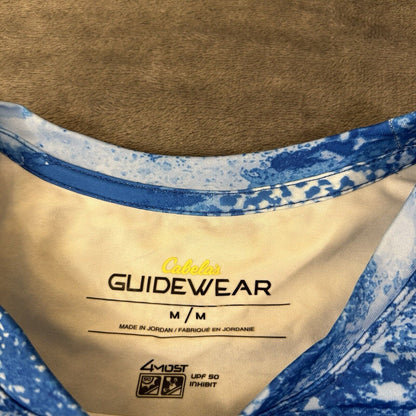 Cabelas Guidewear Shirt Men Medium Blue Camo Long Sleeve Casual Outdoor Athletic