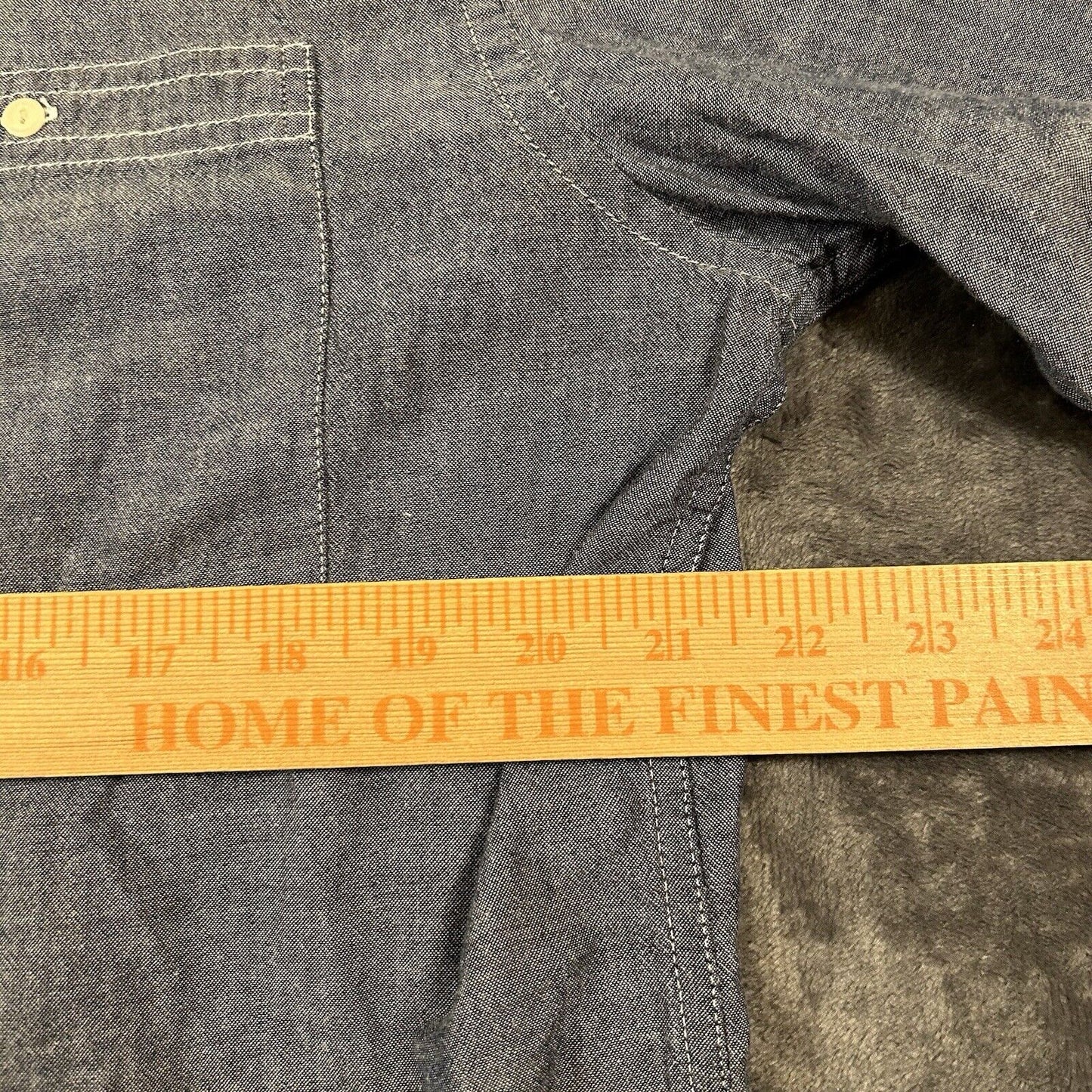 St Johns Bay Shirt Mens Large Blue Button Up Short Sleeve Double Pocket Casual