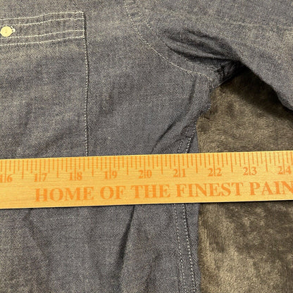 St Johns Bay Shirt Mens Large Blue Button Up Short Sleeve Double Pocket Casual