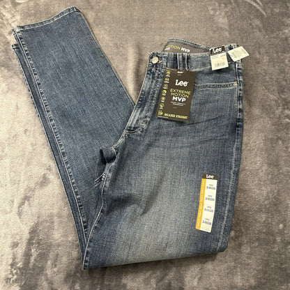 Lee Extreme Motion MVP Jeans Mens 34x36" Blue Relaxed Straight Denim Pants New