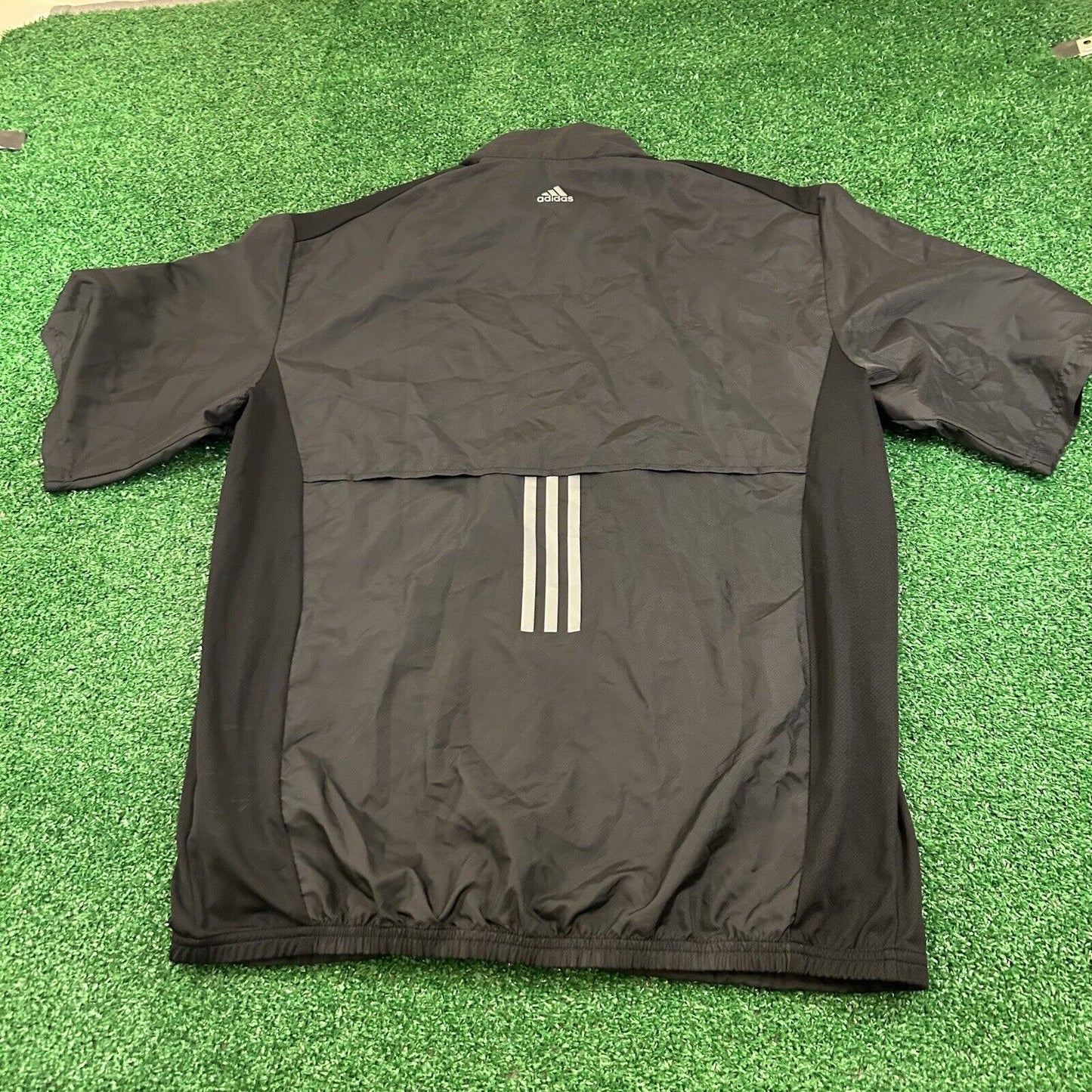 Adidas Golf Windbreaker Mens Large Black Short Sleeve 1/4 Zip Pockets Outdoor