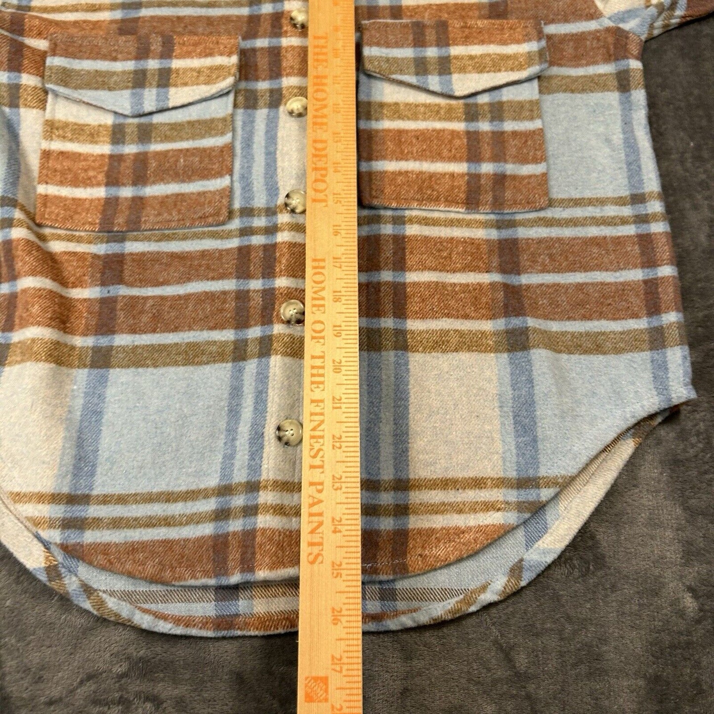 Ford Bronco Flannel Shirt Womens Extra Small Blue Plaid Button Up Long Sleeve