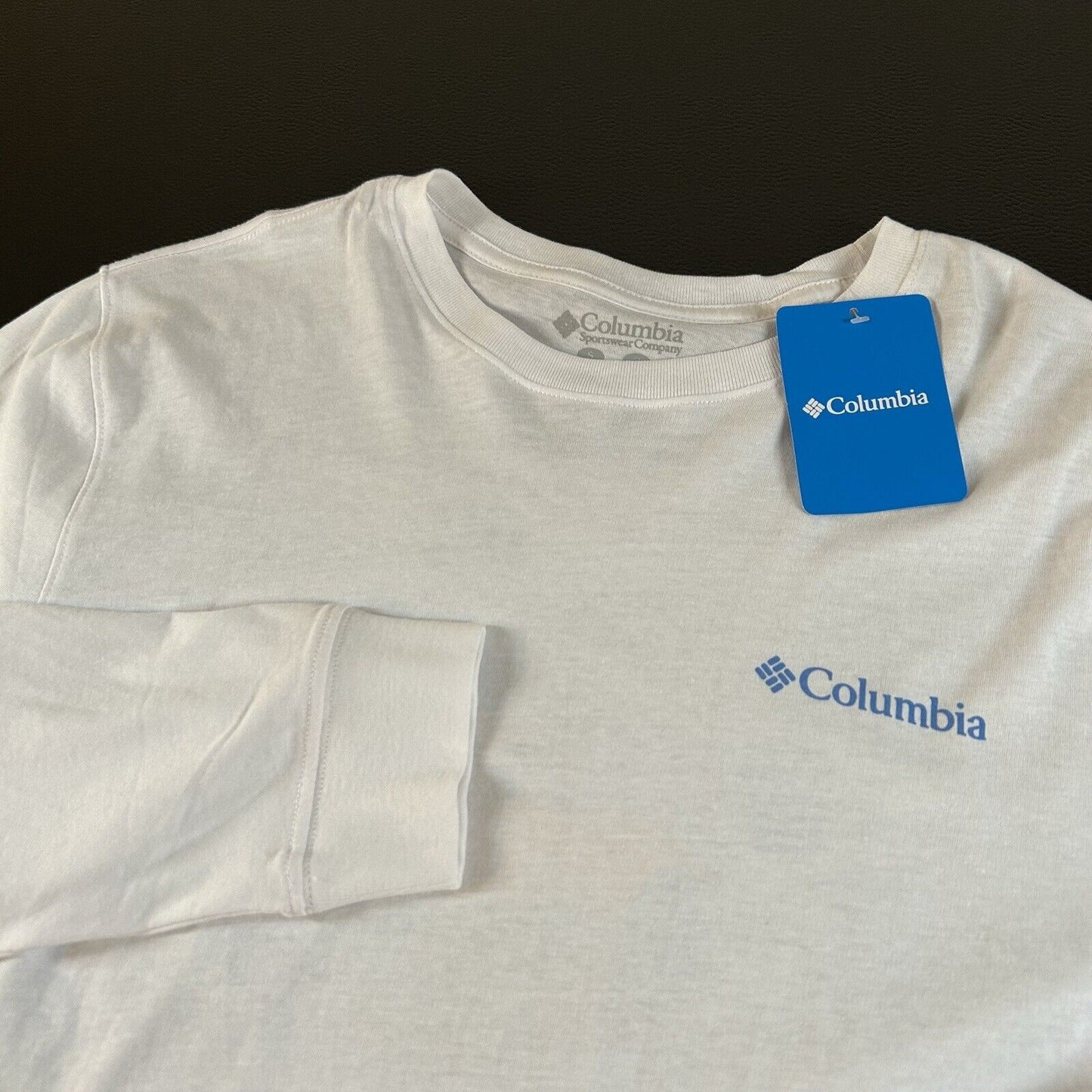 Columbia Shirt Mens Small White Long Sleeve Car Outdoor Graphic Tee Casual New