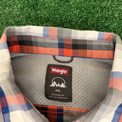 Wrangler Shirt Mens XXL 2XL Blue Red Gray Button Up Short Sleeve Flap Pockets