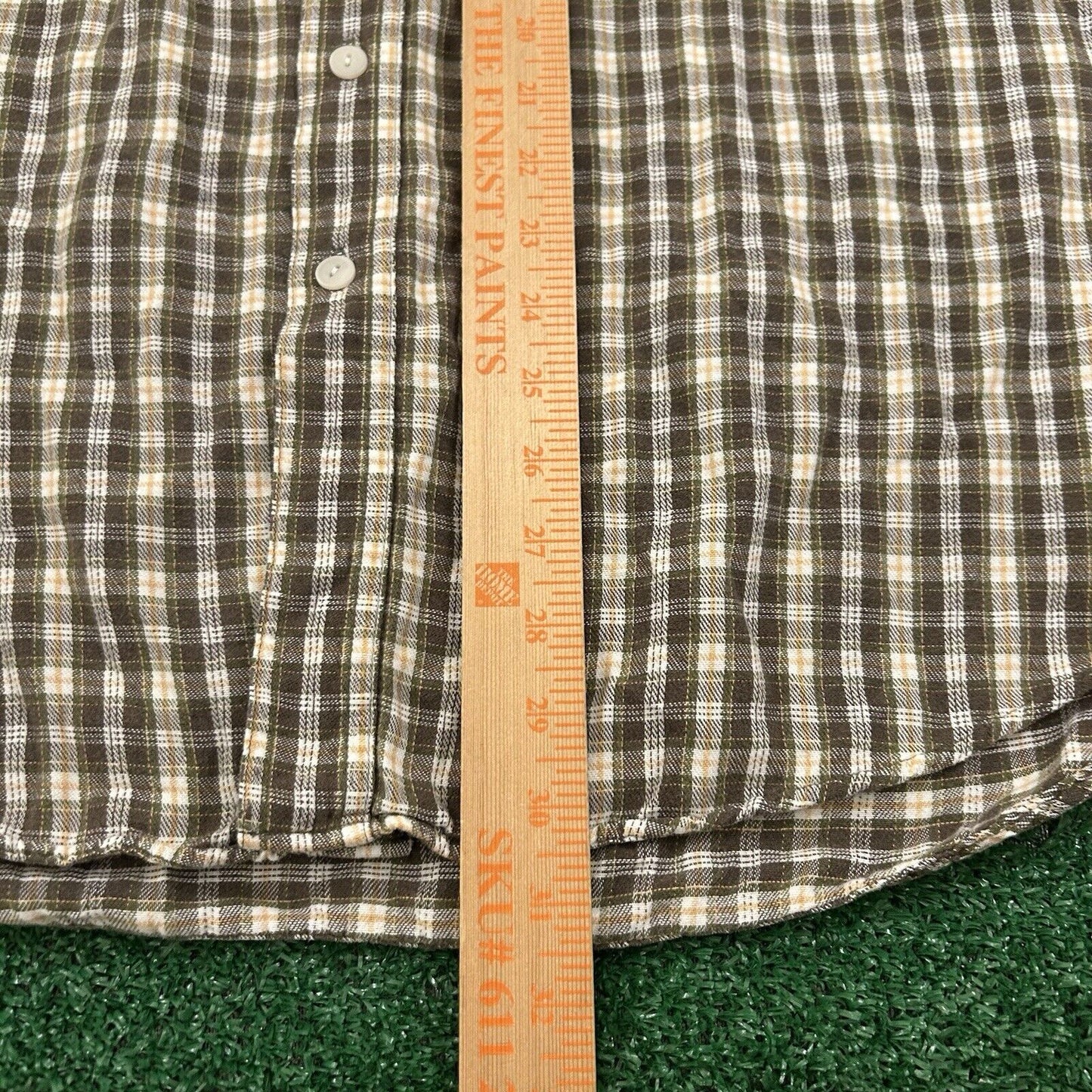 LL Bean Flannel Shirt Men Large Tall Brown Green Plaid Button Up Long Sleeve