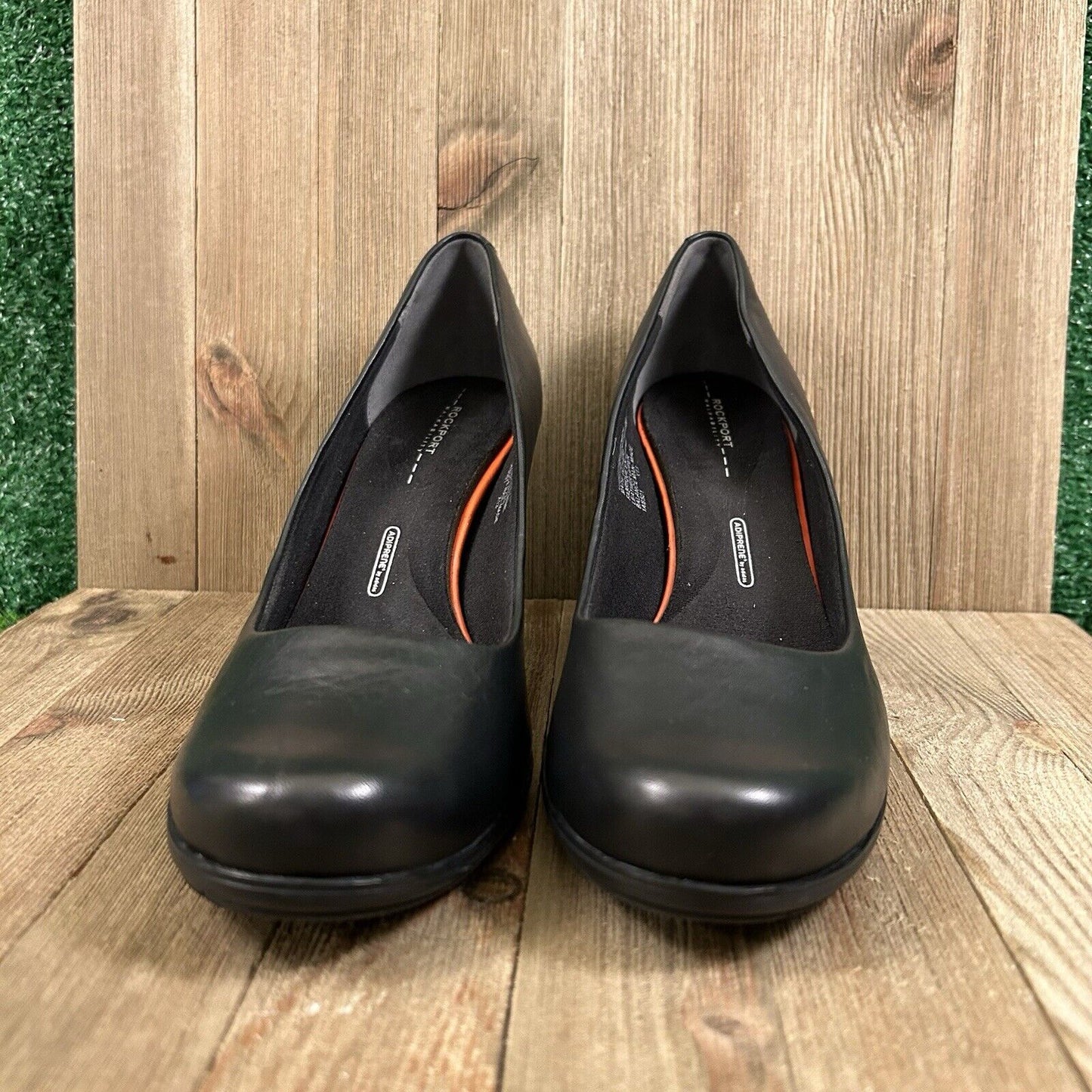 Rockport Total Motion Heels Womens 10 M Black Pumps Leather Slip On Comfort