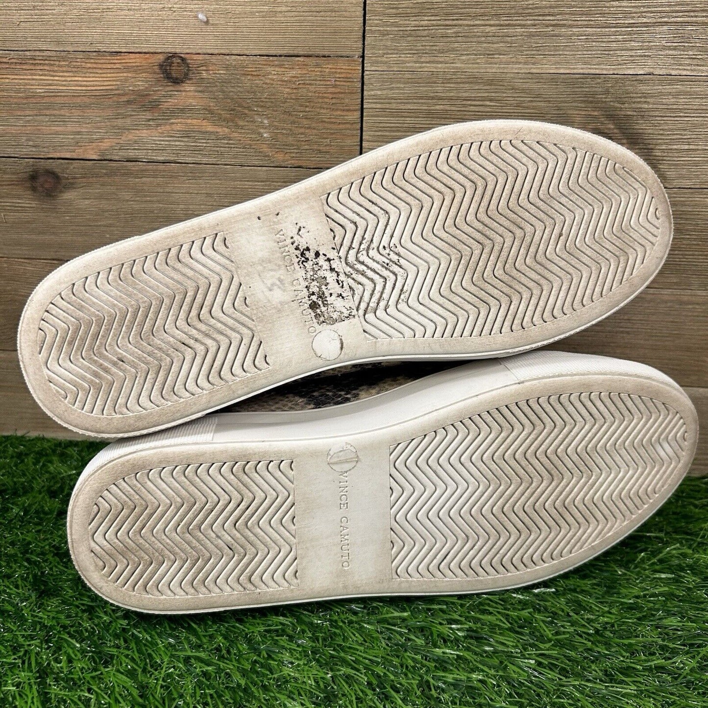 Vince Camuto Korliz Shoes Womens 8 M Beige Black Leather Snakeskin Platform