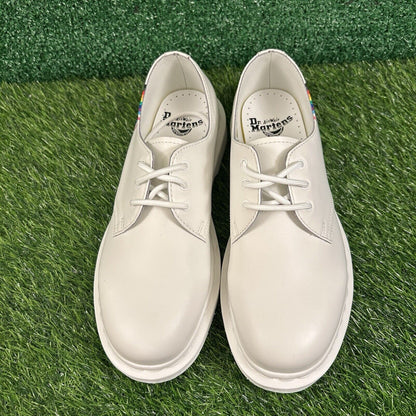 Dr Martens Oxford Pride Womens 9 White Leather Shoes Lace Up 27522 Preppy New