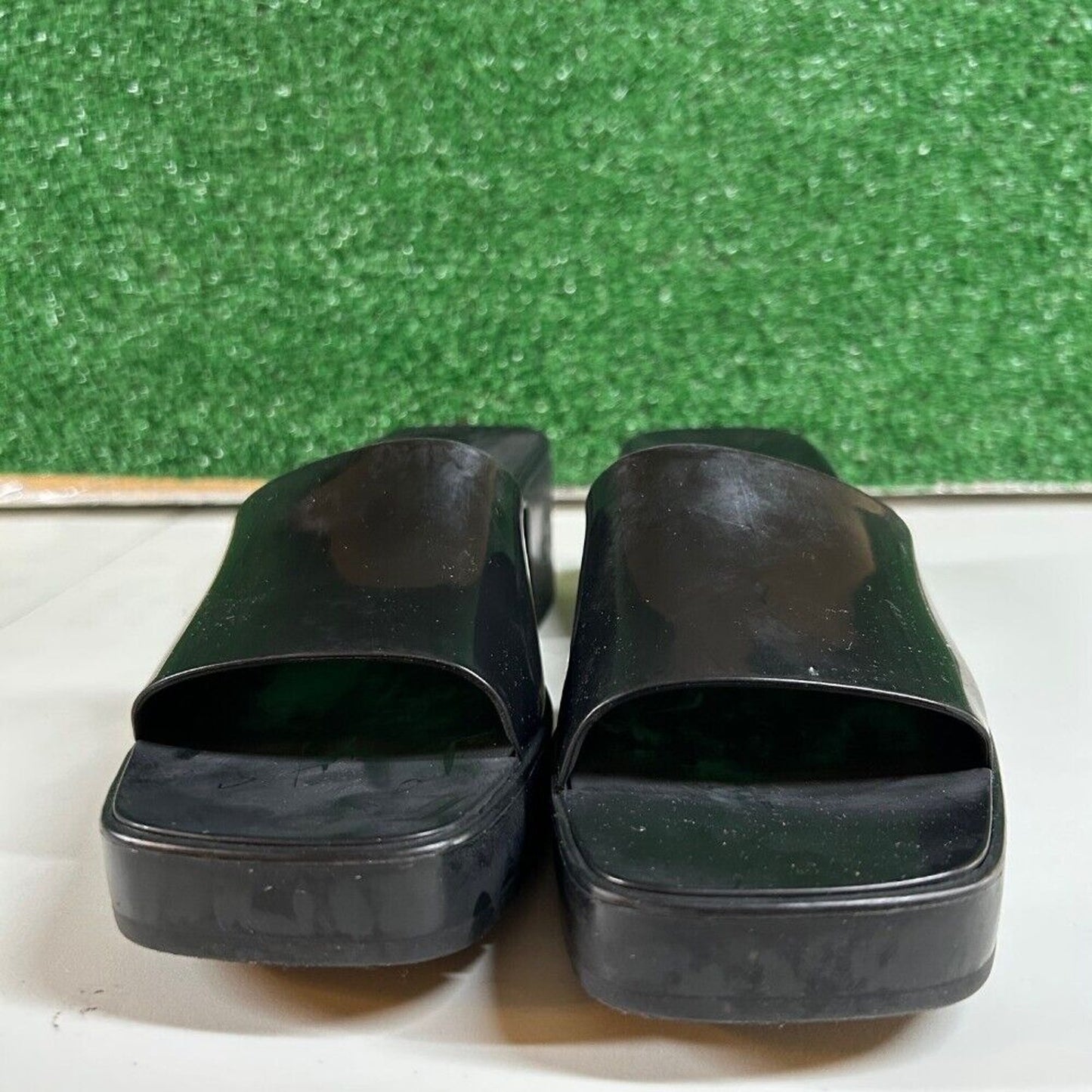 Steve Madden Harlin Platform Sandals Block Heel Slide On Mule Black Womens 7M