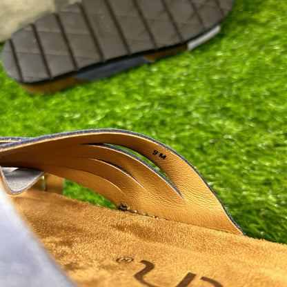 Earth Sandals Womens 9 M Blue Suede Slides Crossband Slip On Casual Comfort