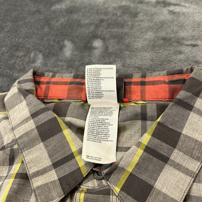 North Face Camp Shirt Mens Large Gray Black Plaid Button Up Short Sleeve Casual