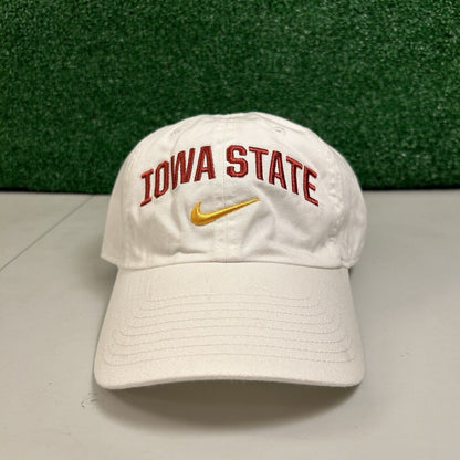Nike Iowa State Cyclones Baseball Hat Cap Mens Strapback White Heritage86 Drifit