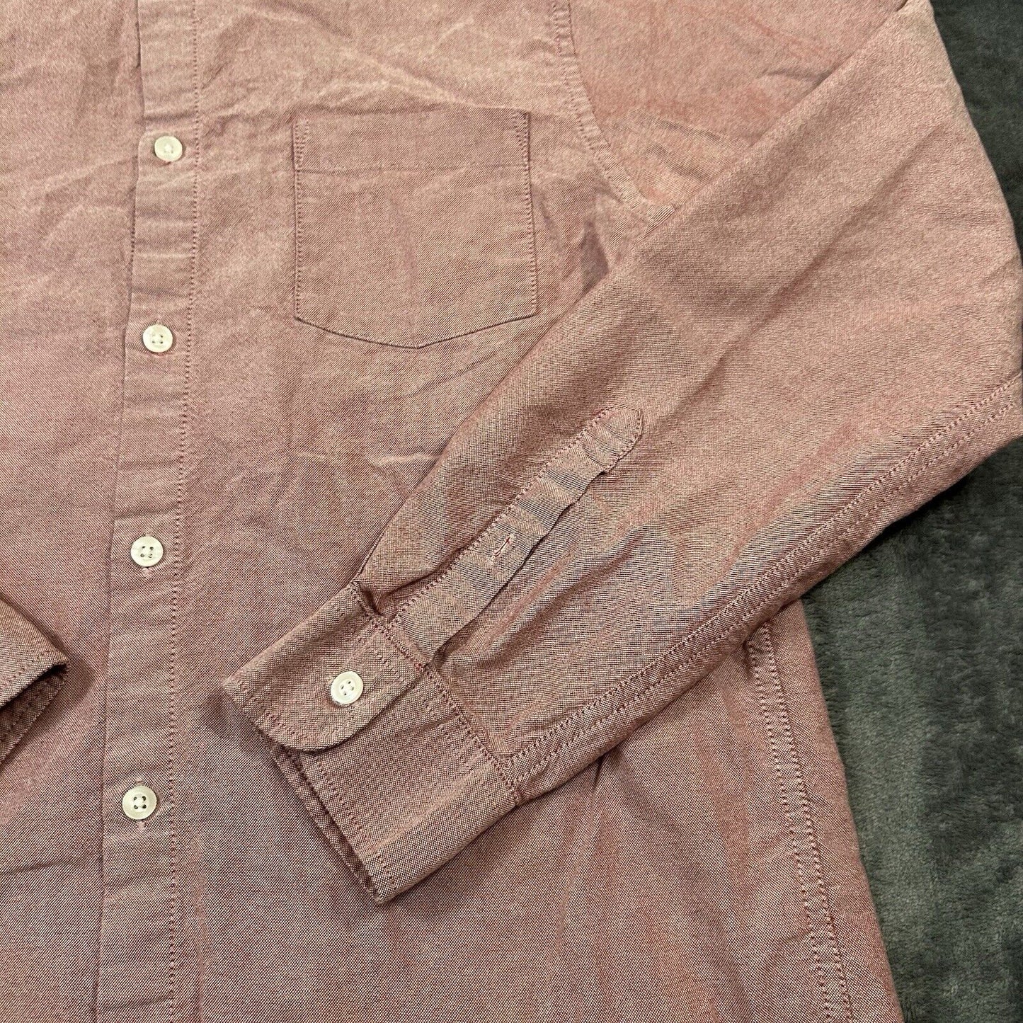 Primark Shirt Mens Medium Red Button Up Long Sleeve Slim Fit 15.5 Work Casual